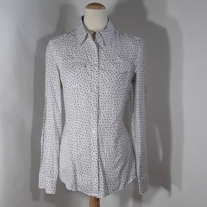 Banana Republic white with blue floral print shirt